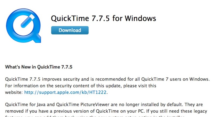 quicktime 7.5 5 update for mac